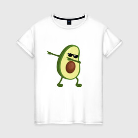 Женская футболка хлопок с принтом Авокадо дэб в Кировске, 100% хлопок | прямой крой, круглый вырез горловины, длина до линии бедер, слегка спущенное плечо | dab | авокадо | даб | дэб | мем | очки | фрукт