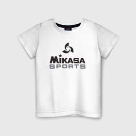 Детская футболка хлопок с принтом MIKASA SPORTS в Кировске, 100% хлопок | круглый вырез горловины, полуприлегающий силуэт, длина до линии бедер | beach | mikasa | voleybal | volleyball | волебол | волейбол | волейболист | волейболистка | воллейбол | микаса | пляжный