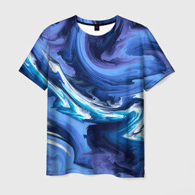 Мужская футболка 3D с принтом Абстрактные волны в Кировске, 100% полиэфир | прямой крой, круглый вырез горловины, длина до линии бедер | абстракция | акрил | волны | градиент | тай дай