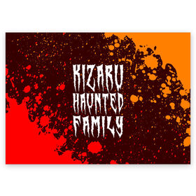 Поздравительная открытка с принтом KIZARU / КИЗАРУ в Кировске, 100% бумага | плотность бумаги 280 г/м2, матовая, на обратной стороне линовка и место для марки
 | Тематика изображения на принте: family | haunted | kizaru | logo | music | rap | rapper | кизару | лого | логотип | логотипы | музыка | рэп | рэпер | рэперы | символ | символы | фэмили | хантед