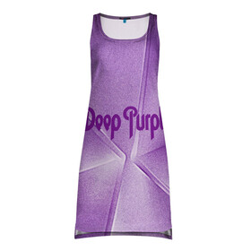 Платье-майка 3D с принтом Deep Purple в Кировске, 100% полиэстер | полуприлегающий силуэт, широкие бретели, круглый вырез горловины, удлиненный подол сзади. | deep | logo | purple | rock | whoosh | группа | знаменитости | лого | надпись | рок | текст