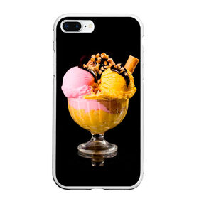 Чехол для iPhone 7Plus/8 Plus матовый с принтом Мороженое в Кировске, Силикон | Область печати: задняя сторона чехла, без боковых панелей | Тематика изображения на принте: мороженое | сладости | стакан | чёрный | шоколад