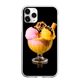 Чехол для iPhone 11 Pro Max матовый с принтом Мороженое в Кировске, Силикон |  | Тематика изображения на принте: мороженое | сладости | стакан | чёрный | шоколад