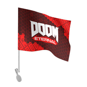 Флаг для автомобиля с принтом DOOM ETERNAL / ДУМ ЭТЕРНАЛ в Кировске, 100% полиэстер | Размер: 30*21 см | bfg | brutal | doom | eternal | ethernal | game | games | logo | дум | игра | игры | лого | логотип | логотипы | символ | символы | этернал