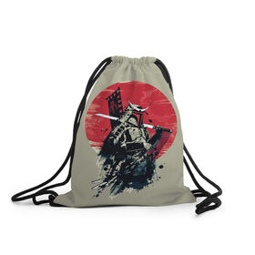 Рюкзак-мешок 3D с принтом Samurai man в Кировске, 100% полиэстер | плотность ткани — 200 г/м2, размер — 35 х 45 см; лямки — толстые шнурки, застежка на шнуровке, без карманов и подкладки | бамбук | катана | сакура | самурай | япония