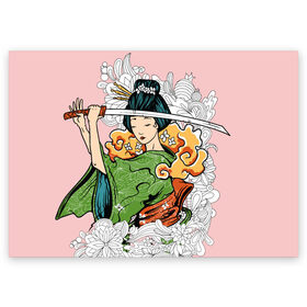 Поздравительная открытка с принтом Geisha 22 в Кировске, 100% бумага | плотность бумаги 280 г/м2, матовая, на обратной стороне линовка и место для марки
 | 
