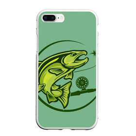 Чехол для iPhone 7Plus/8 Plus матовый с принтом Large fish в Кировске, Силикон | Область печати: задняя сторона чехла, без боковых панелей | океан | рыбалка | рыбы | спининг