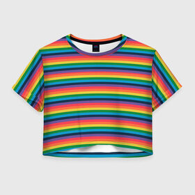 Женская футболка Crop-top 3D с принтом Радужный флаг в Кировске, 100% полиэстер | круглая горловина, длина футболки до линии талии, рукава с отворотами | pride | rainbow | tiktok | мем | оля тыква | подсяду | прайд | привет | привет я подсяду | радуга | радужный флаг | тик ток | тикток | феминизм | феминитивы | я подсяду