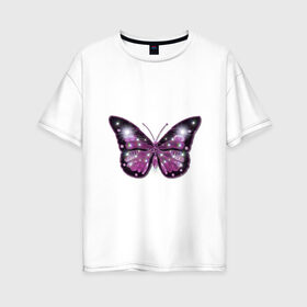 Женская футболка хлопок Oversize с принтом бабочка в Кировске, 100% хлопок | свободный крой, круглый ворот, спущенный рукав, длина до линии бедер
 | бабочка | бабочка с распахнутыми крыльями | большая большая | большие крылья | крылья | лето | насекомое.