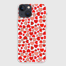 Чехол для iPhone 13 mini с принтом Сердечки паттерн в Кировске,  |  | cute | love is | valentines day | you | алые | валентина | влюбленные | девушке | день рождения | дружба | жена | лучшая | любимая | люблю | любовь | мама | марта | милые | нежные | подарок | свадьба | серде | сердца