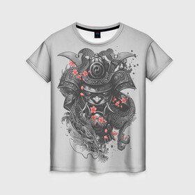 Женская футболка 3D с принтом Samurai в Кировске, 100% полиэфир ( синтетическое хлопкоподобное полотно) | прямой крой, круглый вырез горловины, длина до линии бедер | острова | самурай | токио | япония
