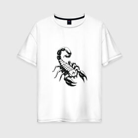Женская футболка хлопок Oversize с принтом sсorpio,скорпион в Кировске, 100% хлопок | свободный крой, круглый ворот, спущенный рукав, длина до линии бедер
 | sсorpio | артхаус | скорпион | черное на белом