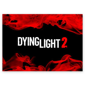 Поздравительная открытка с принтом DYING LIGHT 2 / ДАИНГ ЛАЙТ в Кировске, 100% бумага | плотность бумаги 280 г/м2, матовая, на обратной стороне линовка и место для марки
 | dying | dying light 2 | dyinglight 2 | dyinglight2 | game | games | horror | light | survival | zombie | выживание | даинг | даинг лайт 2 | даинглайт 2 | даинглайт2 | зомби | игра | игры | лайт | лого | логотип | логотипы | свет | символ | символы