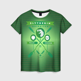 Женская футболка 3D с принтом Slytherin Quidditch Team в Кировске, 100% полиэфир ( синтетическое хлопкоподобное полотно) | прямой крой, круглый вырез горловины, длина до линии бедер | harry potter | quidditch | slytherin | vdzabma | гарри поттер | квиддич | слизерин