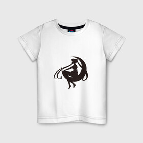 Детская футболка хлопок с принтом Тень воина луны в Кировске, 100% хлопок | круглый вырез горловины, полуприлегающий силуэт, длина до линии бедер | арт | вектор | луна | ночь | рисунок | сейлор мун | тёмный | тень | чёрный