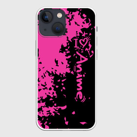 Чехол для iPhone 13 mini с принтом Love anime розовые кляксы на черном в Кировске,  |  | anime | manga | romance | аниме | киберпанк | кодомо | комиксы | манга | метажанр | меха | стиль | стимпанк | фэнтези | школьная история | японские