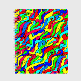 Тетрадь с принтом Красочные узоры/абстракционизм в Кировске, 100% бумага | 48 листов, плотность листов — 60 г/м2, плотность картонной обложки — 250 г/м2. Листы скреплены сбоку удобной пружинной спиралью. Уголки страниц и обложки скругленные. Цвет линий — светло-серый
 | abstract | art | neon | pattern | аниме | анимешные | арт | брызги | ван гог | волны | восточный | змеи | искусство | картина | кислотный | краска | краски | море | мысли | неоновые | радуга | радужные | разноцветные