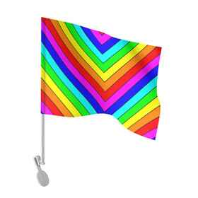 Флаг для автомобиля с принтом Rainbow Stripes в Кировске, 100% полиэстер | Размер: 30*21 см | geometry | gradient | neon | геометрические | градиент | детям | кислота | кислотный | конус | красочный | линии | неоновые | пирамида | полоска | полосы | радуга | радужный | разноцветные | сочный | треугольники