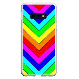 Чехол для Samsung S10E с принтом Rainbow Stripes в Кировске, Силикон | Область печати: задняя сторона чехла, без боковых панелей | Тематика изображения на принте: geometry | gradient | neon | геометрические | градиент | детям | кислота | кислотный | конус | красочный | линии | неоновые | пирамида | полоска | полосы | радуга | радужный | разноцветные | сочный | треугольники