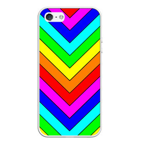 Чехол для iPhone 5/5S матовый с принтом Rainbow Stripes в Кировске, Силикон | Область печати: задняя сторона чехла, без боковых панелей | geometry | gradient | neon | геометрические | градиент | детям | кислота | кислотный | конус | красочный | линии | неоновые | пирамида | полоска | полосы | радуга | радужный | разноцветные | сочный | треугольники