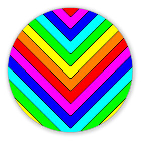 Коврик для мышки круглый с принтом Rainbow Stripes в Кировске, резина и полиэстер | круглая форма, изображение наносится на всю лицевую часть | Тематика изображения на принте: geometry | gradient | neon | геометрические | градиент | детям | кислота | кислотный | конус | красочный | линии | неоновые | пирамида | полоска | полосы | радуга | радужный | разноцветные | сочный | треугольники
