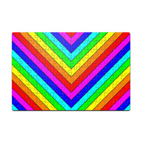 Пазл магнитный 126 элементов с принтом Rainbow Stripes в Кировске, полимерный материал с магнитным слоем | 126 деталей, размер изделия —  180*270 мм | geometry | gradient | neon | геометрические | градиент | детям | кислота | кислотный | конус | красочный | линии | неоновые | пирамида | полоска | полосы | радуга | радужный | разноцветные | сочный | треугольники