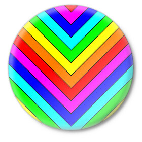 Значок с принтом Rainbow Stripes в Кировске,  металл | круглая форма, металлическая застежка в виде булавки | Тематика изображения на принте: geometry | gradient | neon | геометрические | градиент | детям | кислота | кислотный | конус | красочный | линии | неоновые | пирамида | полоска | полосы | радуга | радужный | разноцветные | сочный | треугольники