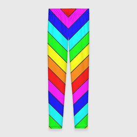 Леггинсы 3D с принтом Rainbow Stripes в Кировске, 80% полиэстер, 20% эластан | Эластичный пояс, зауженные к низу, низкая посадка | geometry | gradient | neon | геометрические | градиент | детям | кислота | кислотный | конус | красочный | линии | неоновые | пирамида | полоска | полосы | радуга | радужный | разноцветные | сочный | треугольники