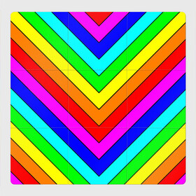 Магнитный плакат 3Х3 с принтом Rainbow Stripes в Кировске, Полимерный материал с магнитным слоем | 9 деталей размером 9*9 см | geometry | gradient | neon | геометрические | градиент | детям | кислота | кислотный | конус | красочный | линии | неоновые | пирамида | полоска | полосы | радуга | радужный | разноцветные | сочный | треугольники