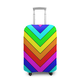 Чехол для чемодана 3D с принтом Rainbow Stripes в Кировске, 86% полиэфир, 14% спандекс | двустороннее нанесение принта, прорези для ручек и колес | geometry | gradient | neon | геометрические | градиент | детям | кислота | кислотный | конус | красочный | линии | неоновые | пирамида | полоска | полосы | радуга | радужный | разноцветные | сочный | треугольники
