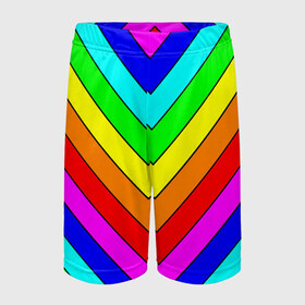 Детские спортивные шорты 3D с принтом Rainbow Stripes в Кировске,  100% полиэстер
 | пояс оформлен широкой мягкой резинкой, ткань тянется
 | geometry | gradient | neon | геометрические | градиент | детям | кислота | кислотный | конус | красочный | линии | неоновые | пирамида | полоска | полосы | радуга | радужный | разноцветные | сочный | треугольники