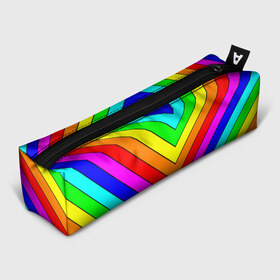 Пенал 3D с принтом Rainbow Stripes в Кировске, 100% полиэстер | плотная ткань, застежка на молнии | Тематика изображения на принте: geometry | gradient | neon | геометрические | градиент | детям | кислота | кислотный | конус | красочный | линии | неоновые | пирамида | полоска | полосы | радуга | радужный | разноцветные | сочный | треугольники