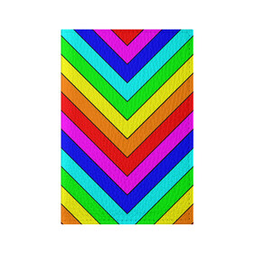 Обложка для паспорта матовая кожа с принтом Rainbow Stripes в Кировске, натуральная матовая кожа | размер 19,3 х 13,7 см; прозрачные пластиковые крепления | geometry | gradient | neon | геометрические | градиент | детям | кислота | кислотный | конус | красочный | линии | неоновые | пирамида | полоска | полосы | радуга | радужный | разноцветные | сочный | треугольники