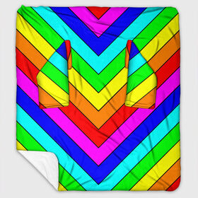Плед с рукавами с принтом Rainbow Stripes в Кировске, 100% полиэстер | Закругленные углы, все края обработаны. Ткань не мнется и не растягивается. Размер 170*145 | geometry | gradient | neon | геометрические | градиент | детям | кислота | кислотный | конус | красочный | линии | неоновые | пирамида | полоска | полосы | радуга | радужный | разноцветные | сочный | треугольники