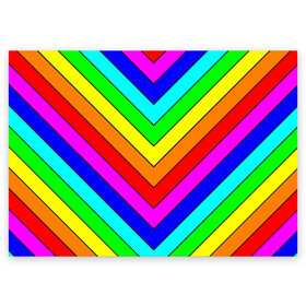 Поздравительная открытка с принтом Rainbow Stripes в Кировске, 100% бумага | плотность бумаги 280 г/м2, матовая, на обратной стороне линовка и место для марки
 | geometry | gradient | neon | геометрические | градиент | детям | кислота | кислотный | конус | красочный | линии | неоновые | пирамида | полоска | полосы | радуга | радужный | разноцветные | сочный | треугольники