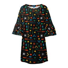 Детское платье 3D с принтом Хогвартс паттерн в Кировске, 100% полиэстер | прямой силуэт, чуть расширенный к низу. Круглая горловина, на рукавах — воланы | harry potter | hogwarts | vdzabma | гарри поттер | хогвартс