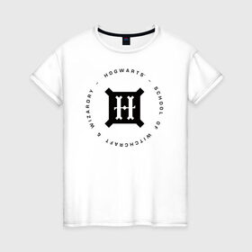 Женская футболка хлопок с принтом Хогвартс в Кировске, 100% хлопок | прямой крой, круглый вырез горловины, длина до линии бедер, слегка спущенное плечо | harry potter | hogwarts | vdzabma | гарри поттер | хогвартс