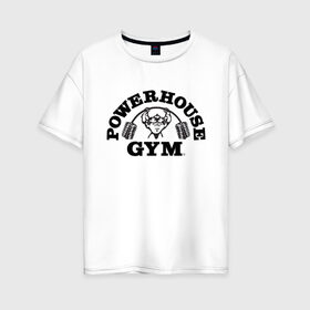 Женская футболка хлопок Oversize с принтом GYM в Кировске, 100% хлопок | свободный крой, круглый ворот, спущенный рукав, длина до линии бедер
 | гантели | зож | спорт | штанга