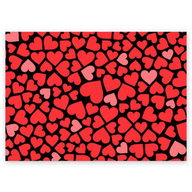 Поздравительная открытка с принтом Сердца в Кировске, 100% бумага | плотность бумаги 280 г/м2, матовая, на обратной стороне линовка и место для марки
 | i love you | love | любовь | сердечки | сердца | чувства | я тебя люблю