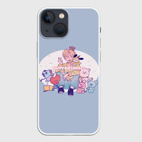 Чехол для iPhone 13 mini с принтом BTS Happy Birthday в Кировске,  |  | bd | bt21 | bts | hoseok | jhope | jimin | jin | jungkook | namjoon | rm | taehyung | v | бантан | бт21 | бтс | ви | голубая | день рождения | джей хоуп | джин | намджун | подарок | праздник | рм | с днем рождения | тэхен | хосок | чимин