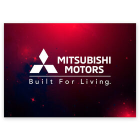 Поздравительная открытка с принтом MITSUBISHI / МИТСУБИСИ в Кировске, 100% бумага | плотность бумаги 280 г/м2, матовая, на обратной стороне линовка и место для марки
 | auto | lancer | logo | mitsubishi | mitsubisi | moto | motors | outlander | pajero | sport | авто | аутлендер | лансер | лого | логотип | марка | митсубиси | митсубиши | мото | моторс | паджеро | серия | символ | символы | спорт | ьшеыгишырш