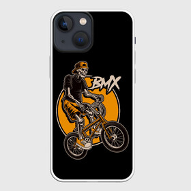 Чехол для iPhone 13 mini с принтом BMX в Кировске,  |  | bicycle | bmx | skull | sport | x games | велик | велосипед | велоспорт | скелет | череп | экстремальный спорт