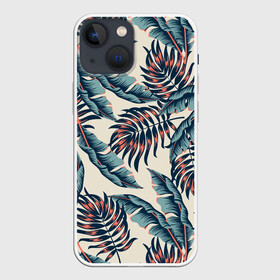 Чехол для iPhone 13 mini с принтом Тихие тропики в Кировске,  |  | flowers | forest | hawaii | leaf | leafs | palm | palms | summer | travel | tropical | vacation | гаваи | гавайи | гавайка | гавайская | лес | лето | листики | листки | листья | отпуск | пальма | пальмы | пастель | путешествия | рисунок | тропич