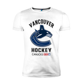 Мужская футболка хлопок Slim с принтом VANCOUVER CANUCKS NHL в Кировске, 92% хлопок, 8% лайкра | приталенный силуэт, круглый вырез ворота, длина до линии бедра, короткий рукав | canada | canucks | hockey | nhl | sport | usa | vancouver | акула | ванкувер | канада | кэнакс | логотип | нхл | спорт | хоккей | челюсти