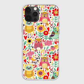 Чехол для iPhone 12 Pro Max с принтом Красочные совы и цветы в Кировске, Силикон |  | autumn | cute | flowers | spring | summer | весна | воробей | лепестки | лето | маки | милота | милые | облака | облачка | осень | поле | природа | птичка | птички | ромашки | сердечки | синица | синичка | сова | совушки