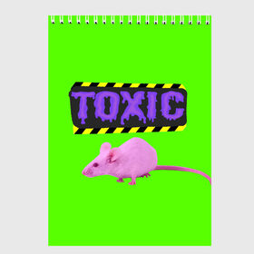 Скетчбук с принтом Toxic в Кировске, 100% бумага
 | 48 листов, плотность листов — 100 г/м2, плотность картонной обложки — 250 г/м2. Листы скреплены сверху удобной пружинной спиралью | Тематика изображения на принте: animals | rat | toxic | животные | крыса | токсик