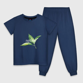 Детская пижама хлопок с принтом reflex листья в Кировске, 100% хлопок |  брюки и футболка прямого кроя, без карманов, на брюках мягкая резинка на поясе и по низу штанин
 | relax | зелень | листья