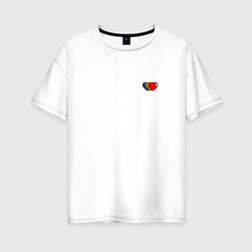 Женская футболка хлопок Oversize с принтом Rainbow hearts в Кировске, 100% хлопок | свободный крой, круглый ворот, спущенный рукав, длина до линии бедер
 | love | rainbow hearts | любовь | радуга | разноцветный | сердце