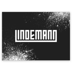 Поздравительная открытка с принтом LINDEMANN / ЛИНДЕМАНН в Кировске, 100% бумага | плотность бумаги 280 г/м2, матовая, на обратной стороне линовка и место для марки
 | lindeman | lindemann | logo | music | rammstein | ramstein | rock | til | till | линдеман | линдеманн | лого | логотип | логотипы | музыка | раммштайн | рамштайн | рок | символ | символы | солист | тилль | тиль