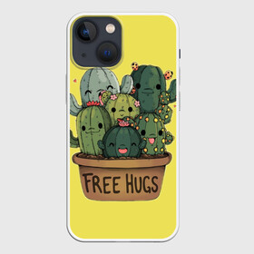 Чехол для iPhone 13 mini с принтом free hugs в Кировске,  |  | free hugs | бесплатные обнимашки | кактус | кактусы | колючий кактус | милые кактусы | обнимашки